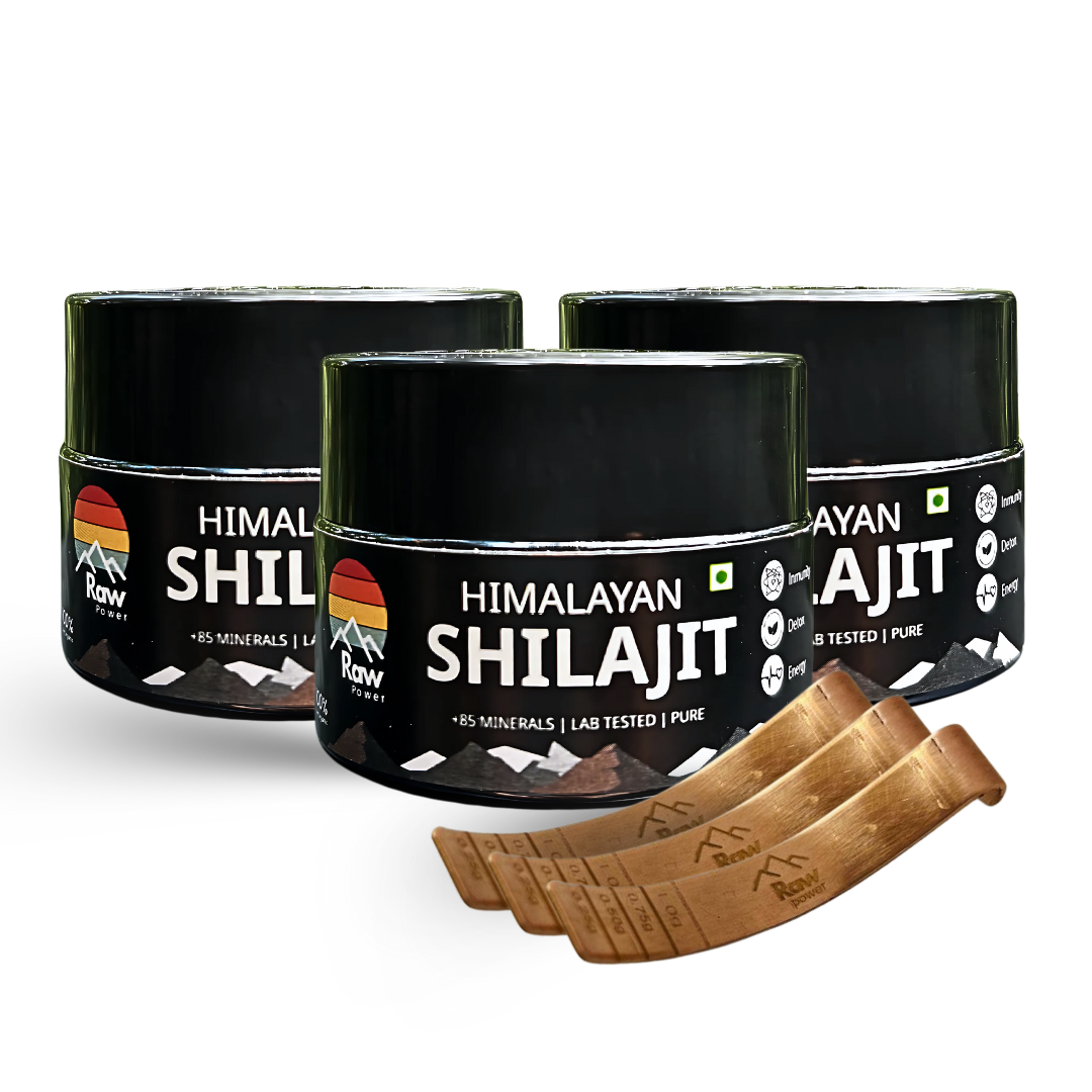 3 x 20g | Raw Power X Shilajit – Total Body Reset + 3 Copper Spoons